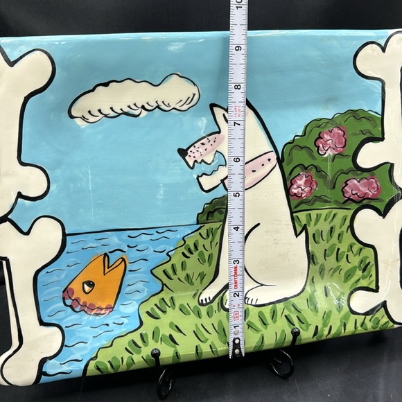 Vintage retro 1990s art style studio pottery plate - Picture 3 of 4